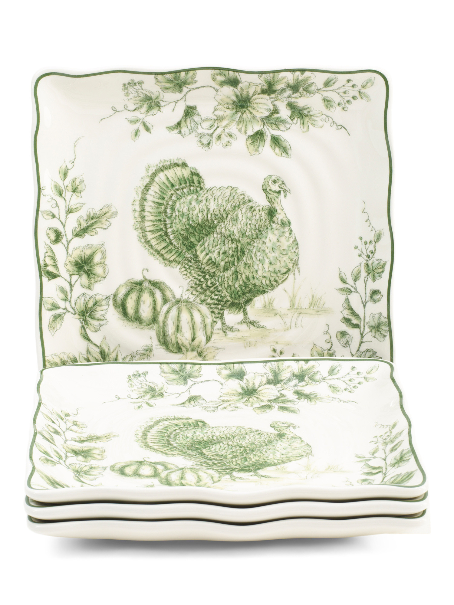 Set Of 4 Turkey Floral Toile Dinner Plates | Marshalls