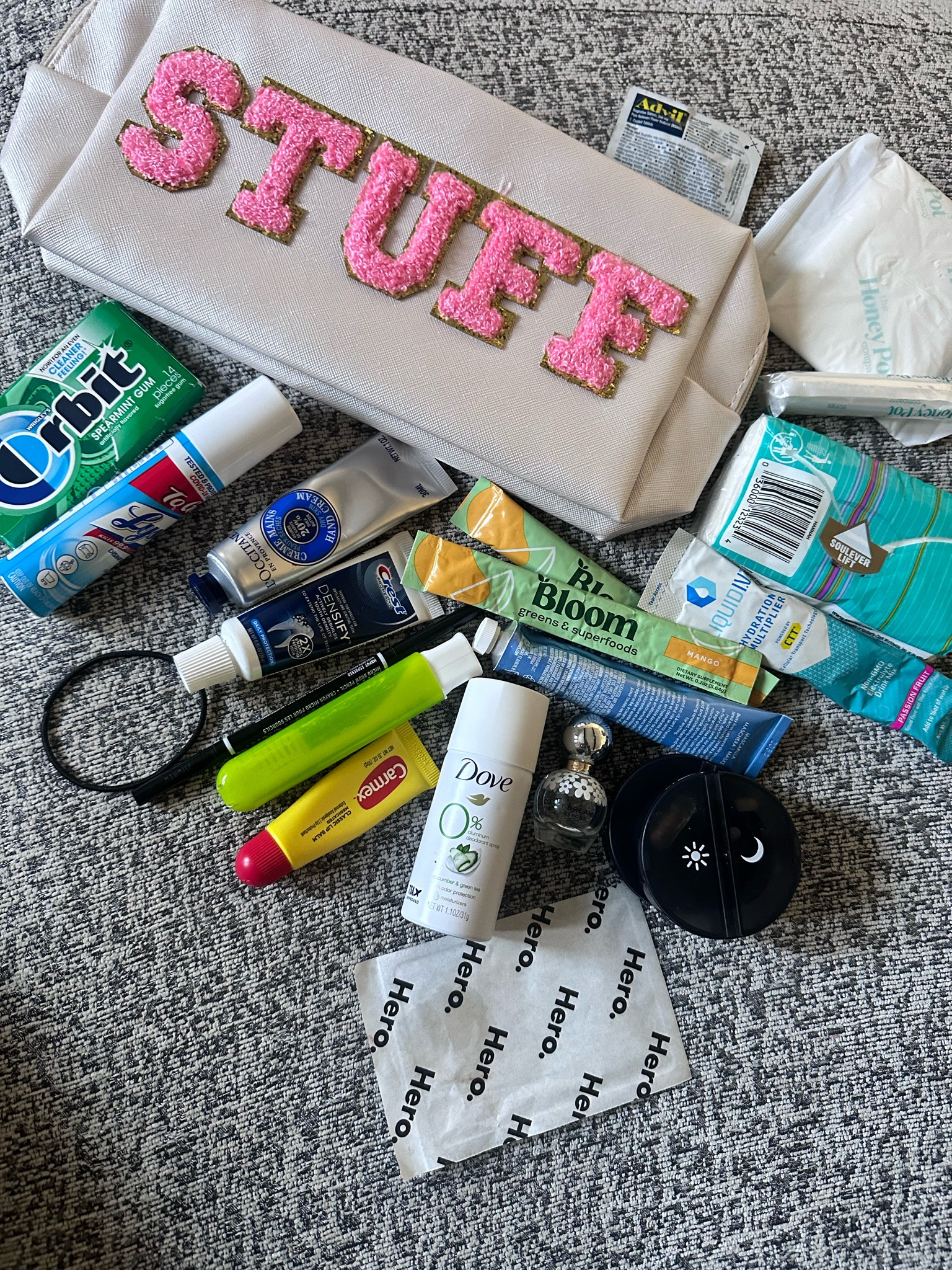 Everything in My Stuff Bag: 

Carryon/work bag essentials 
- feminine products
- hand sanitizer 
- lotion 
- deodorant 
- face mask
And so much more! 

#LTKtravel #LTKfindsunder50 #LTKitbag