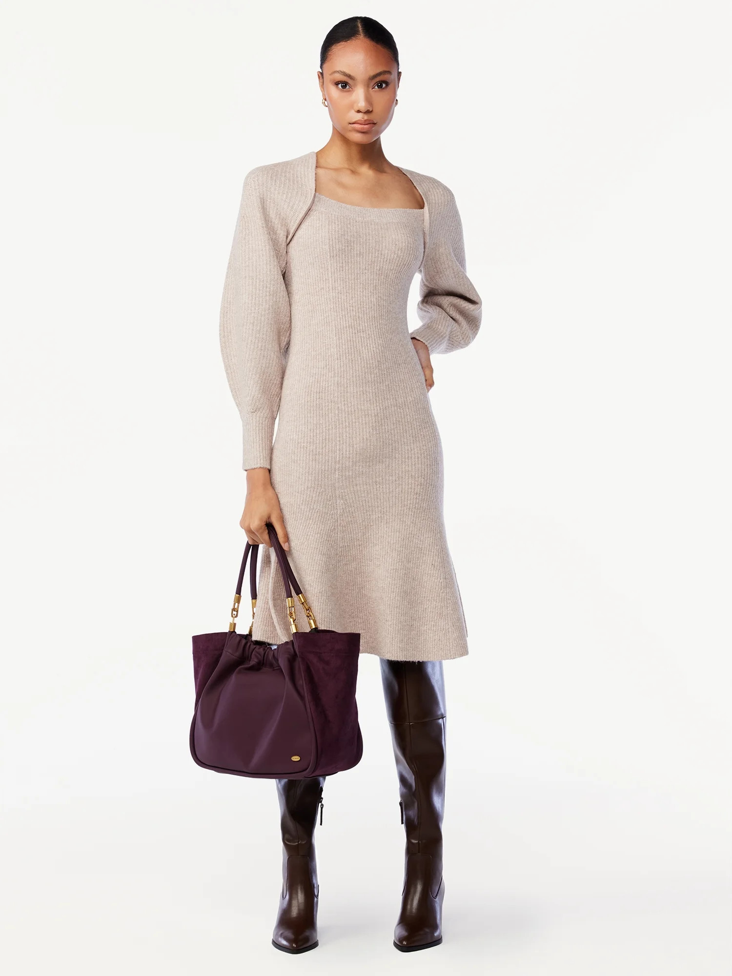 Scoop Women's Square Neck Sweater Dress | Walmart (US)