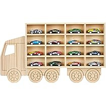 Wooden Display Case for 1:64 Toy Cars – Car Organizer Shelf Holds 16 Diecast Cars, Great Gift for Collectors, Wall-Mounted Car Storage Rack(WD5330) | Amazon (US)