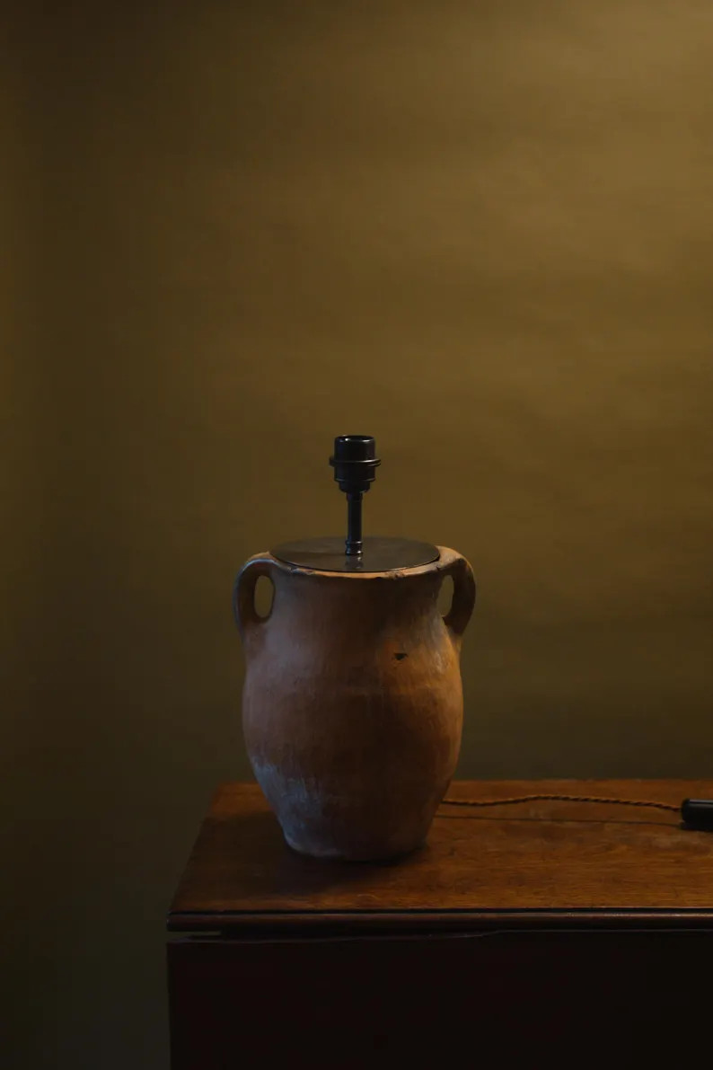 Christmas Gift Vintage Turkish Clay Pot Lamp Antique Terracotta Table Lamp Rustic Pottery Farmhou... | Etsy (US)