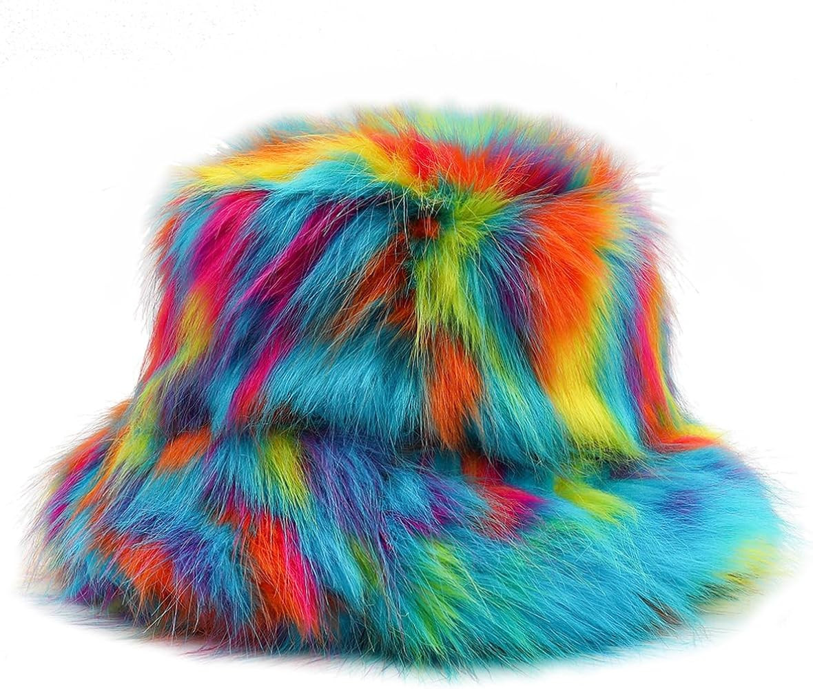 Fuzzy Bucket Hat for Women Furry Fur Bucket Hat Winter Warm Plush Fisherman Fluffy Sherpa Bucket ... | Amazon (US)