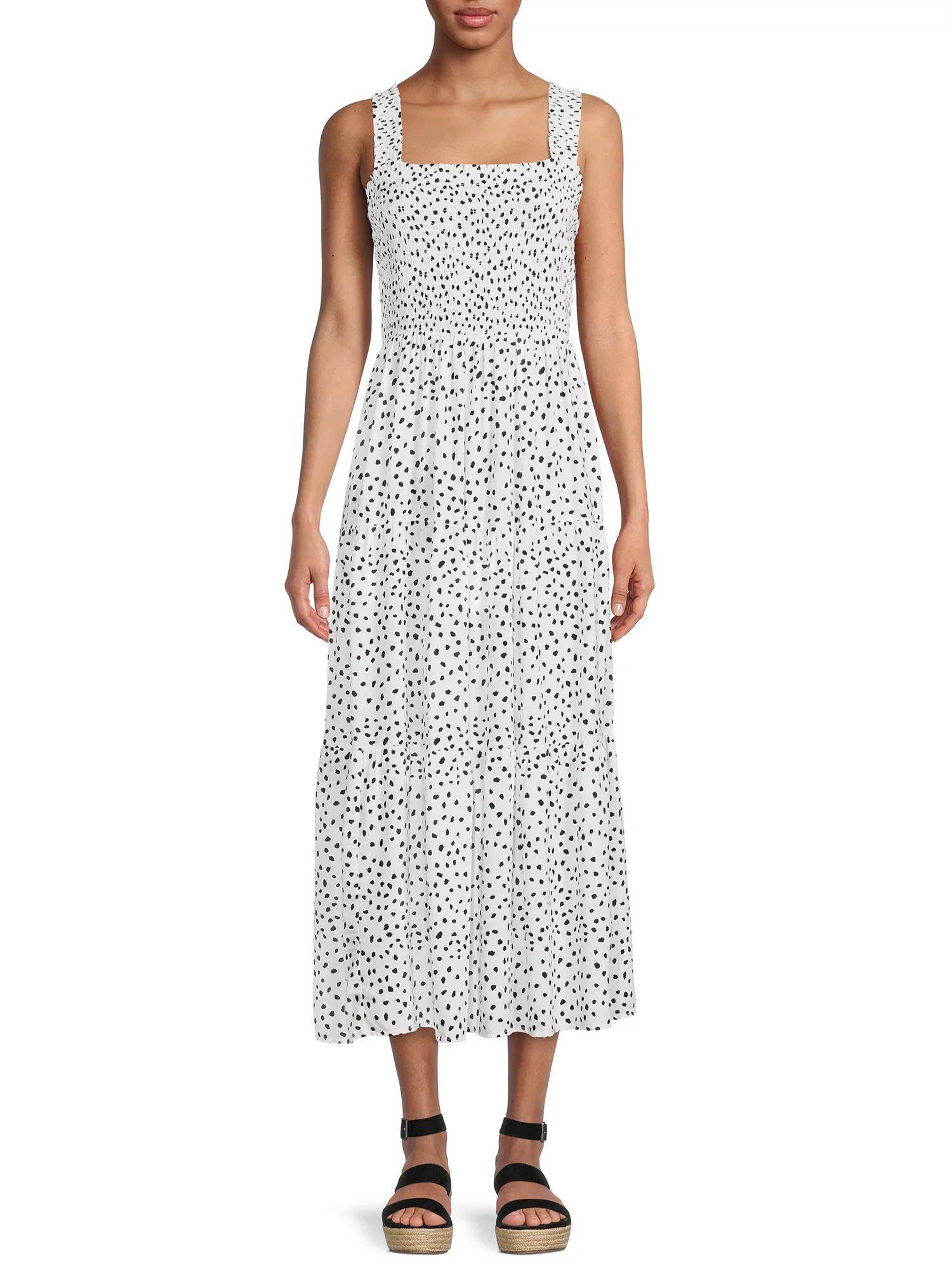 Beach Lunch Lounge Women’s Smocked Printed Midi Dress - Walmart.com | Walmart (US)