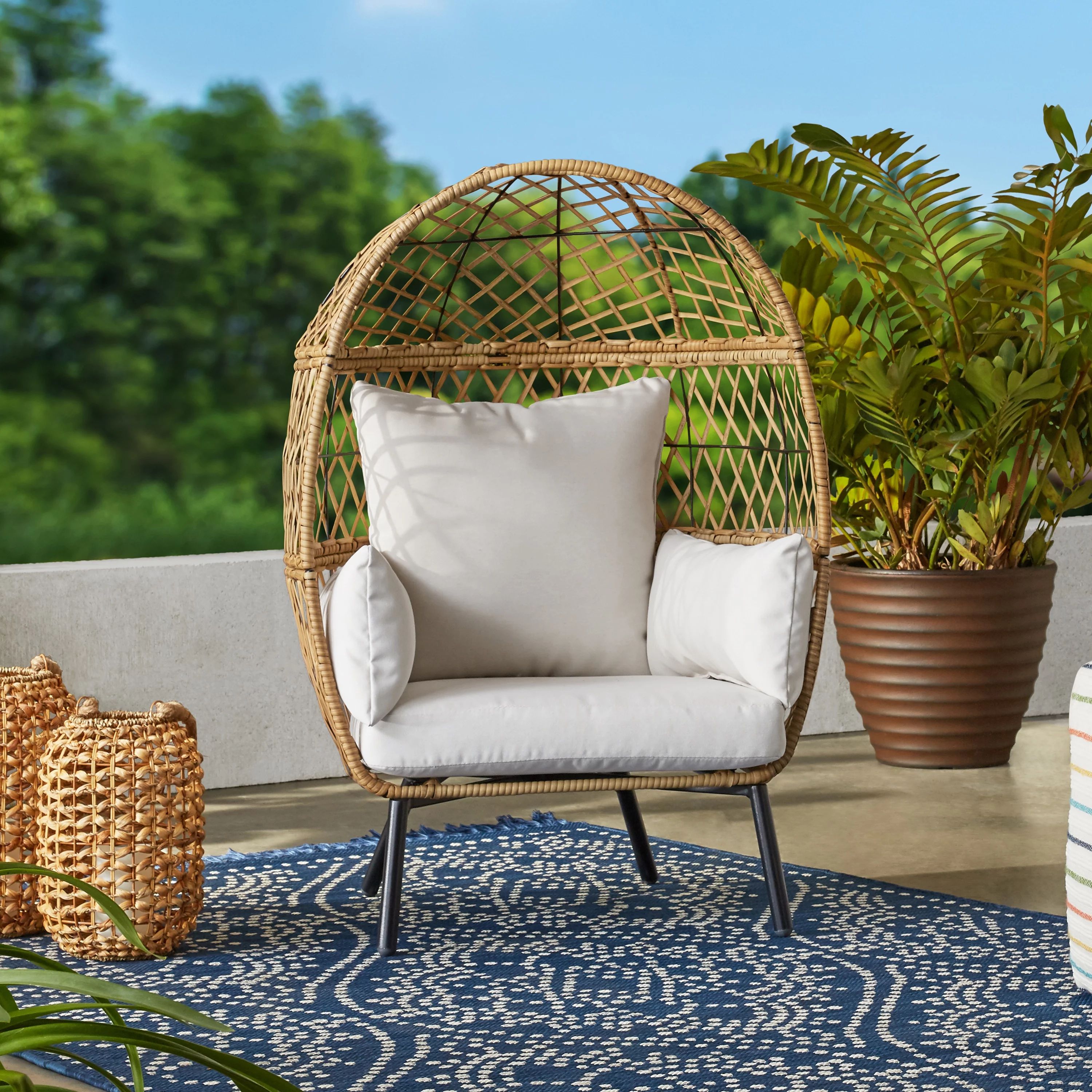 Better Homes & Gardens Ventura Stationary Outdoor Kid's Egg Chair - Walmart.com | Walmart (US)