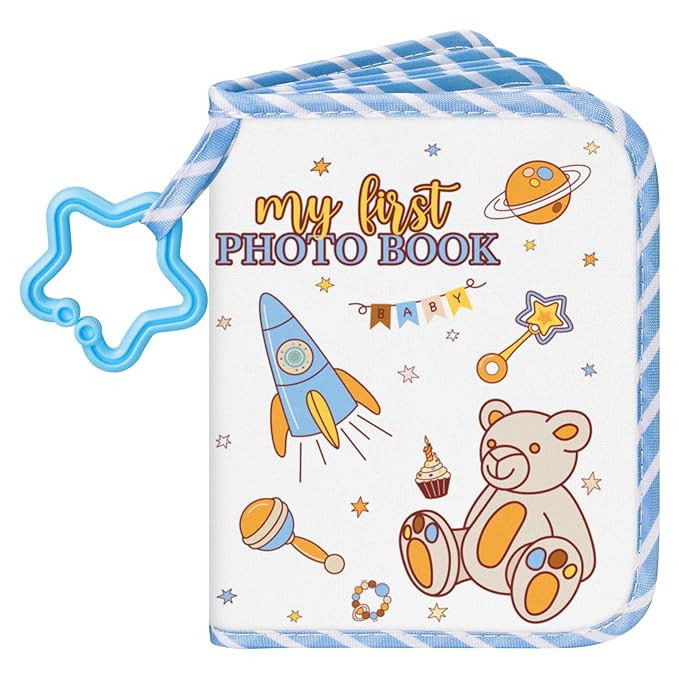 Lanpn Baby Photo Album Holds 17 4x6 Pictures, My First Soft Cloth Family Photo Book with Name Car... | Amazon (US)
