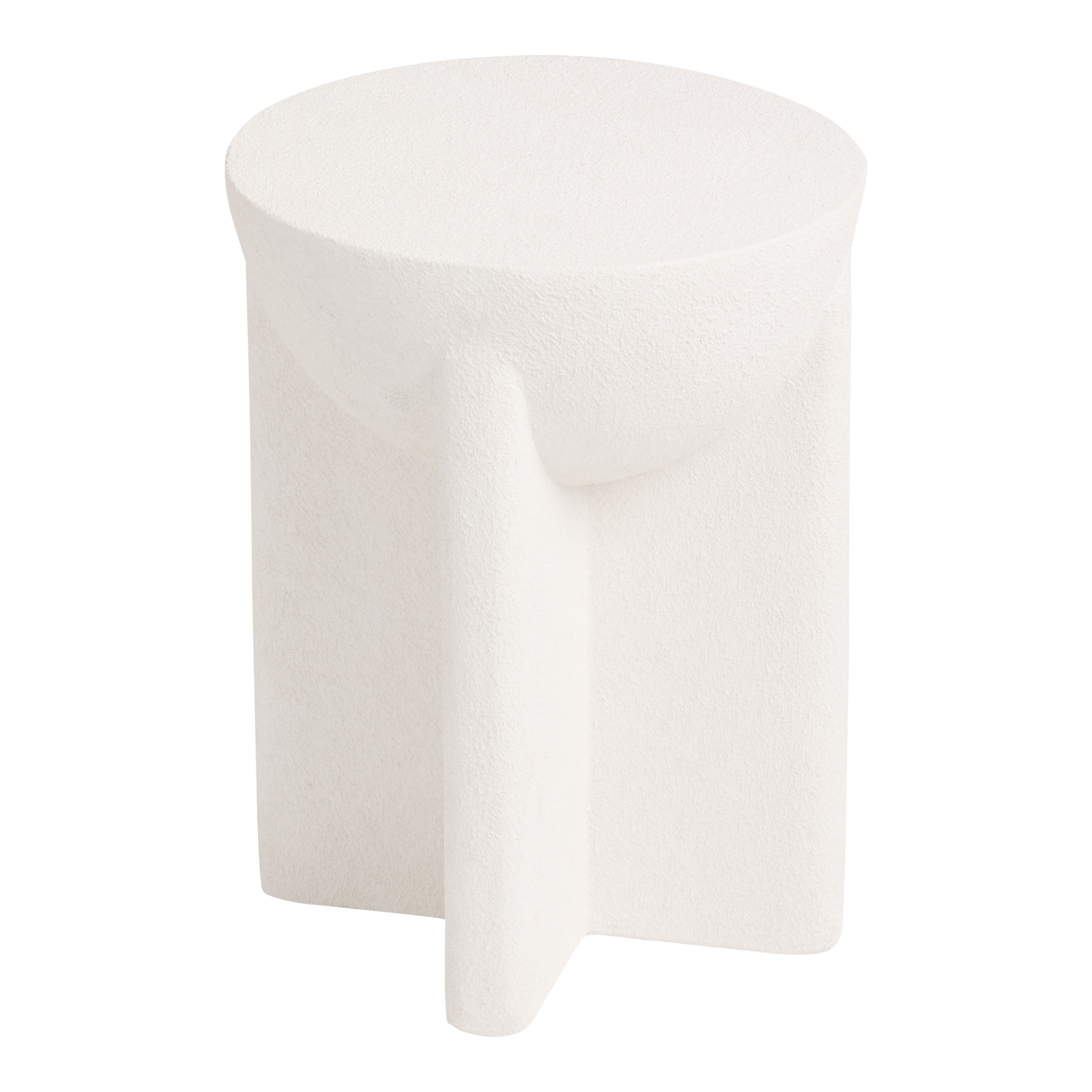 Luma Round Cream Stone Textured Outdoor Side Table and Stool | World Market