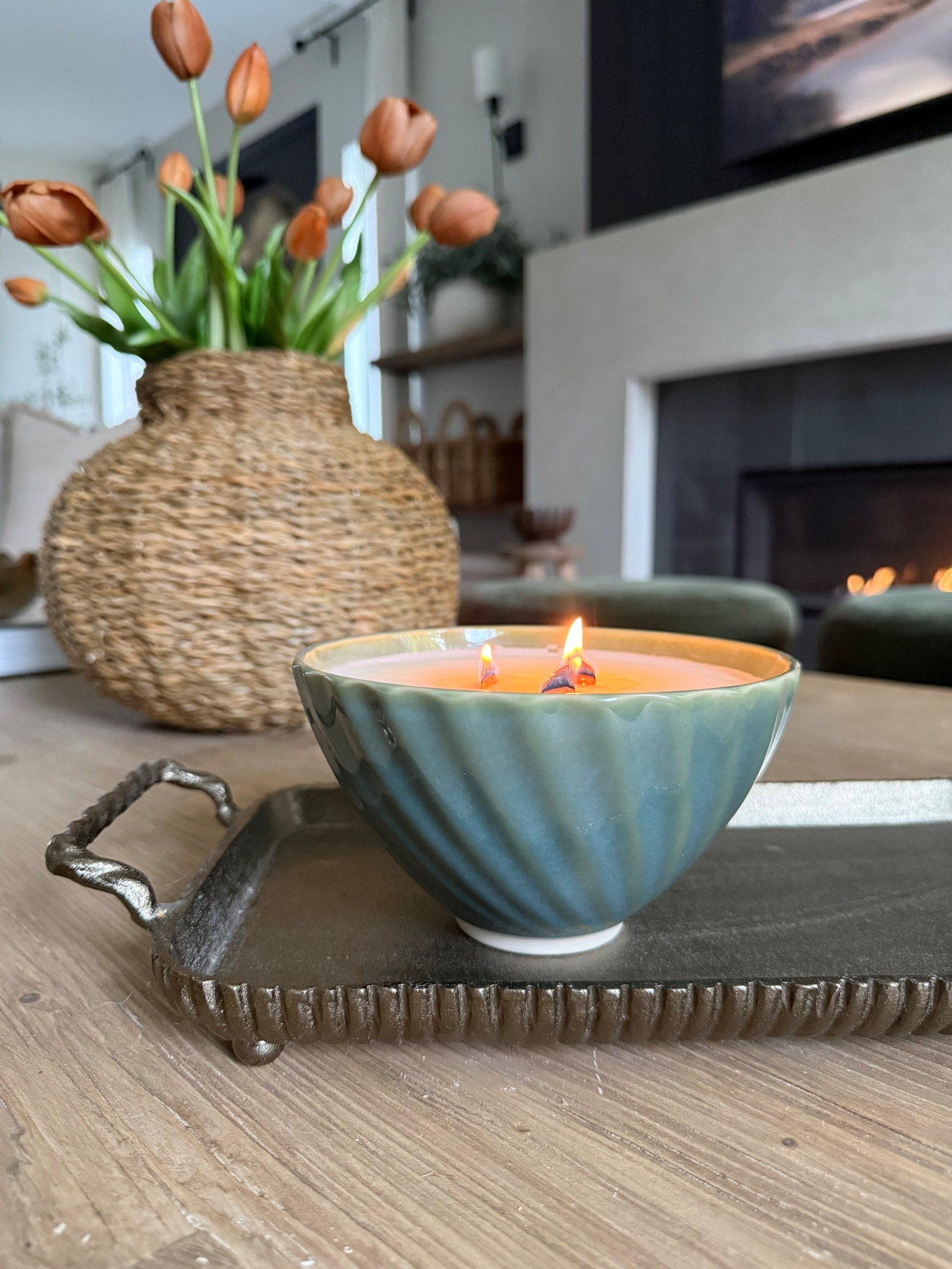 Wood wick candle from Target. So pretty and the scent is amazing! 