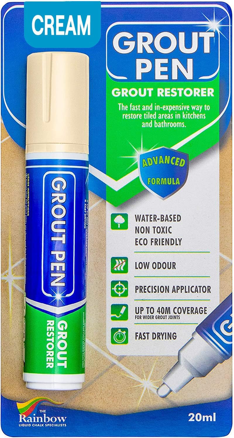 Grout Pen Cream Tile Grout Paint Marker Restorer - Wide 15mm Tip (20ml) | Amazon (US)