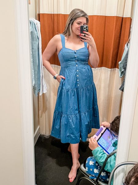 Madewell sale try on. Sweetheart neckline dress.  Sundress. Summer dress. Blue dress runs slightly small. In a 6 but need an 8 or 10 to fit the bust. @madewell #madewell size 8 

#LTKunder100 #LTKunder50 #LTKsalealert