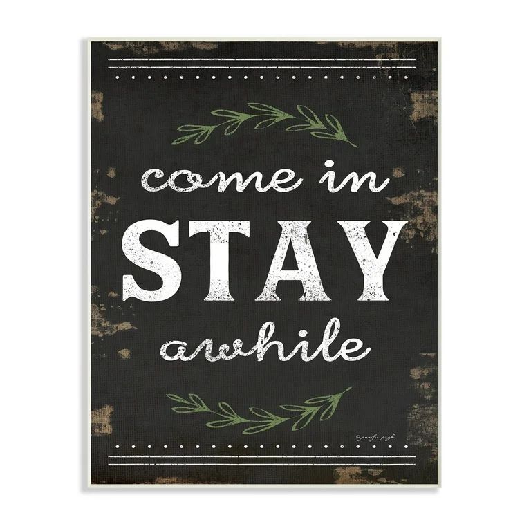 The Stupell Home Decor Collection Come Stay Awhile Rosemary Typography Distressed White Wall Plaq... | Walmart (US)