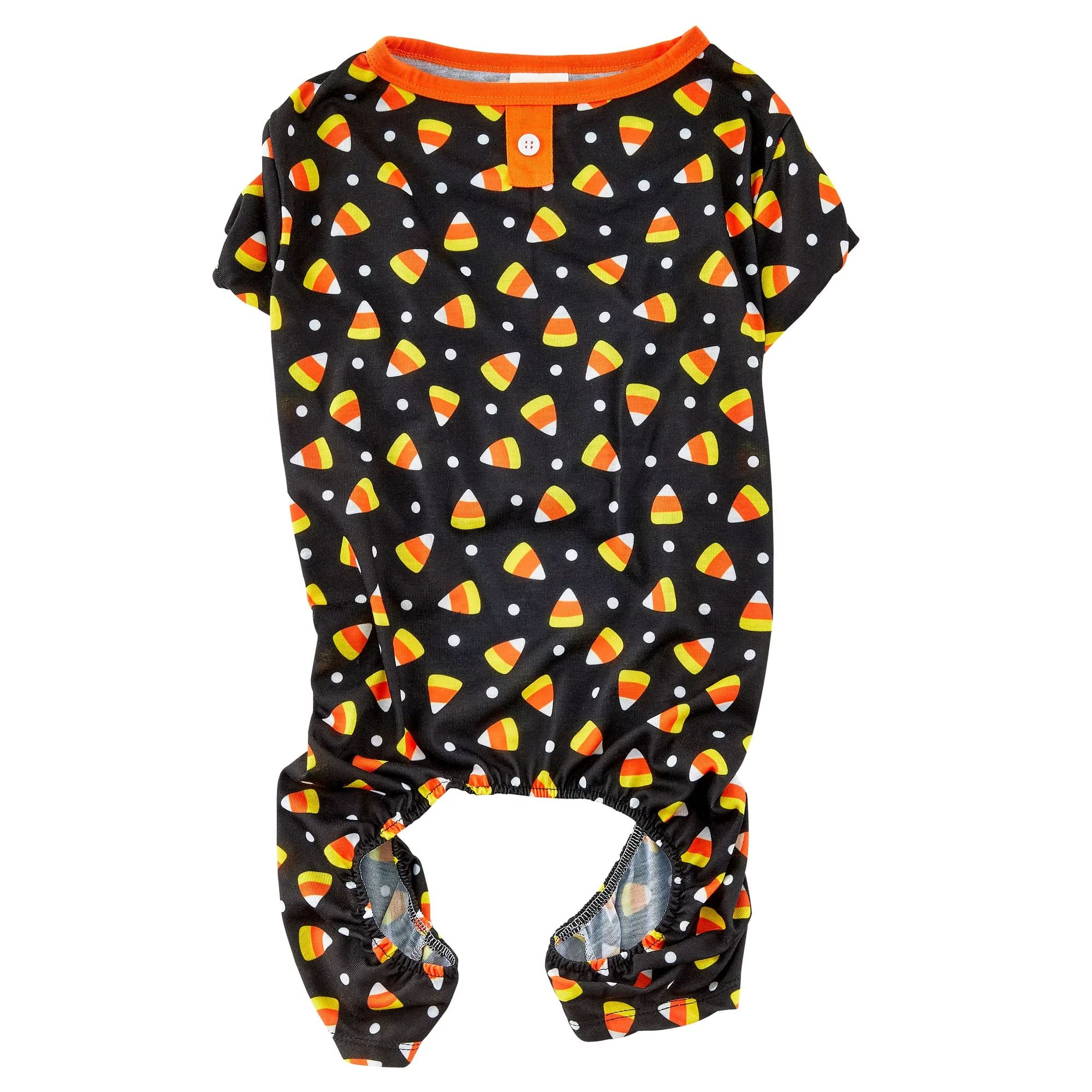 Vibrant Life Dog Clothes, Candy Corn Halloween Pet Pajamas, Black, Medium - Walmart.com | Walmart (US)