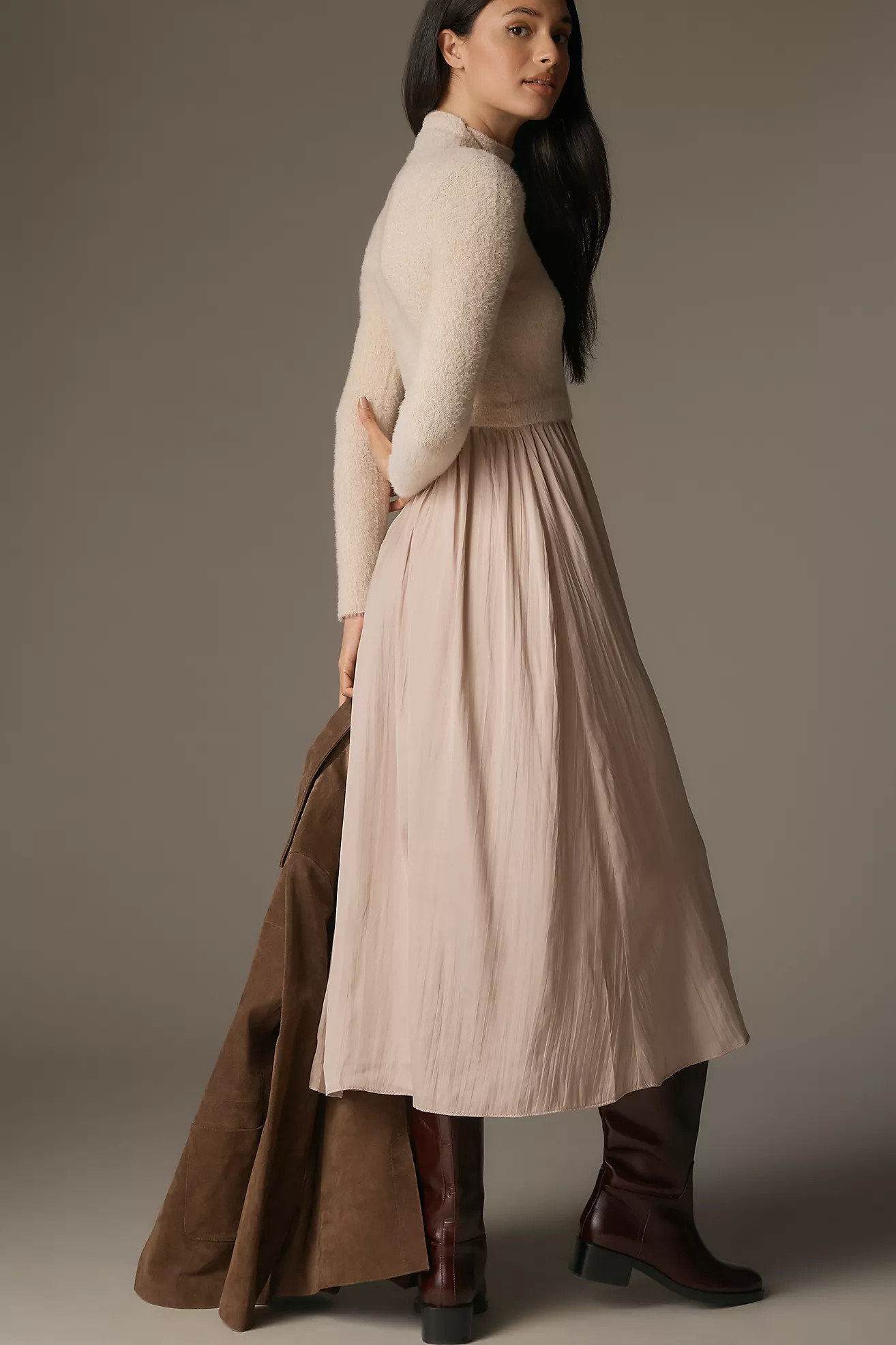 The Thea Long-Sleeve Eyelash Twofer Sweater Dress | Anthropologie (US)