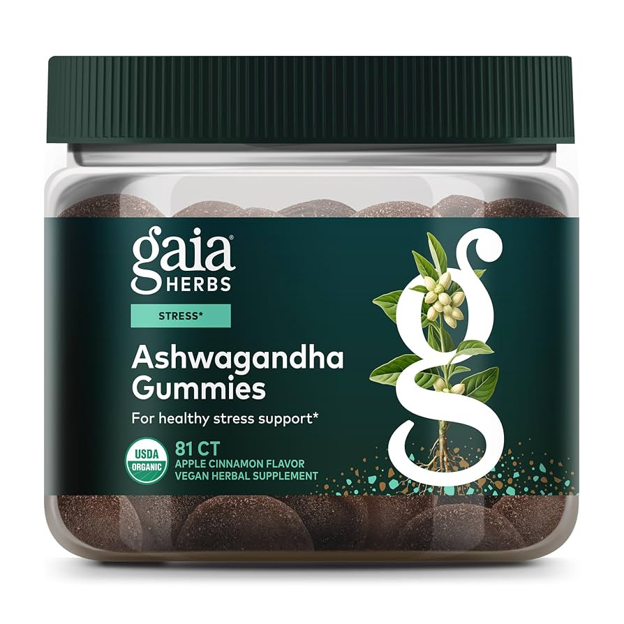 Gaia Herbs Organic Ashwagandha Gummies, Stress Support, Cinnamon, Ginger, Gluten Free, Vegan, 81 ... | Amazon (US)