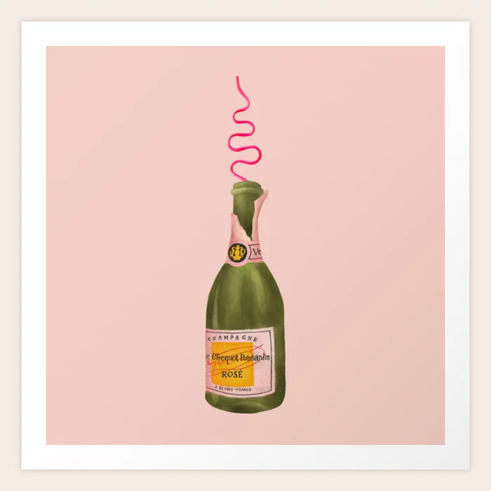 Champagne Through A Curly Straw - Blush Art Print | Society6