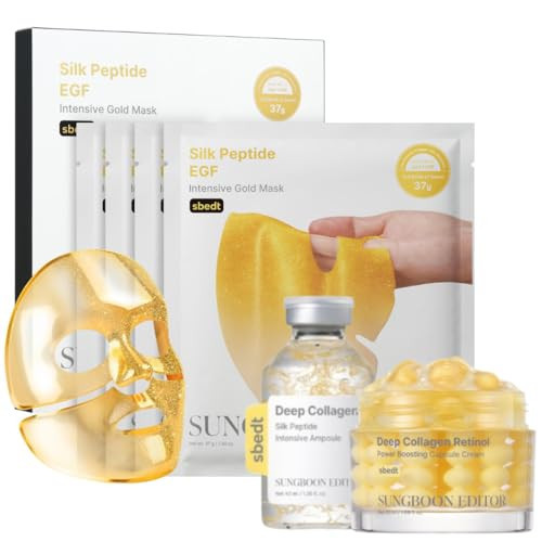 SUNGBOON EDITOR Peptide & Retinol Glass Skin Set – Copper Peptide Serum 1.35 fl oz + EGF Gold Mask (4ea) + Collagen Retinol Capsule Cream 1.69 fl oz | Amazon (US)