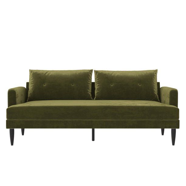 Novogratz Bailey Pillowback Sofa, Mid-Century Modern Vintage Living Room Furniture, Olive Green V... | Walmart (US)