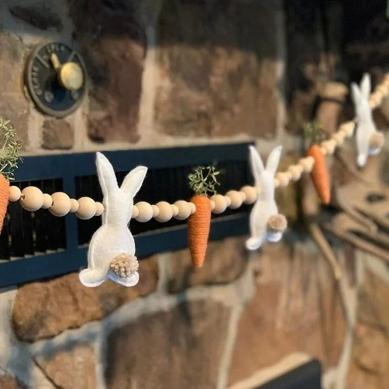 40 Inches Easter Bunny Carrot Garland,Spring Easter Decoration Stuffed Rabbit Plaited Carrot Wood... | Walmart (US)