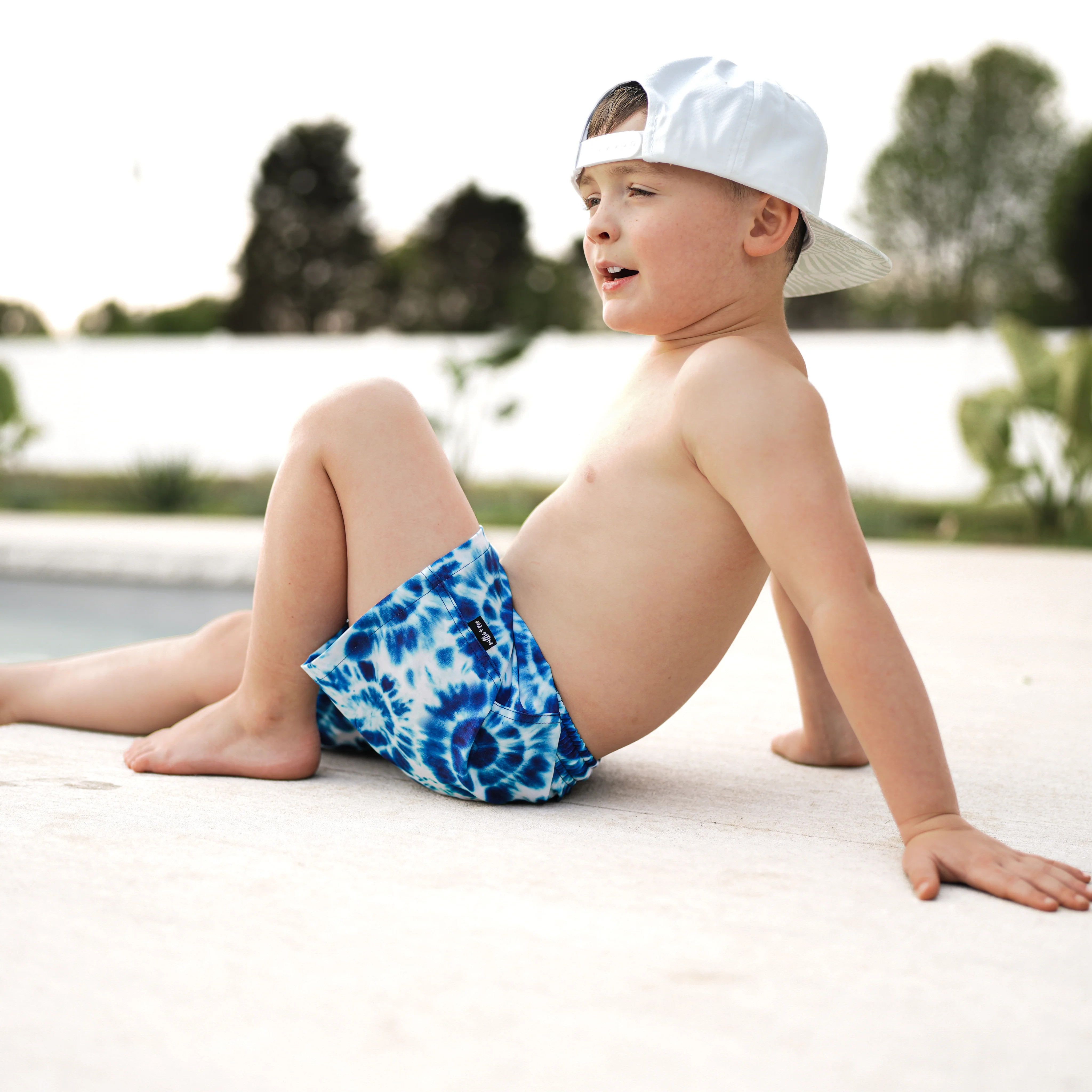 BOARD SHORTS- Blue Tie Dye | millie + roo