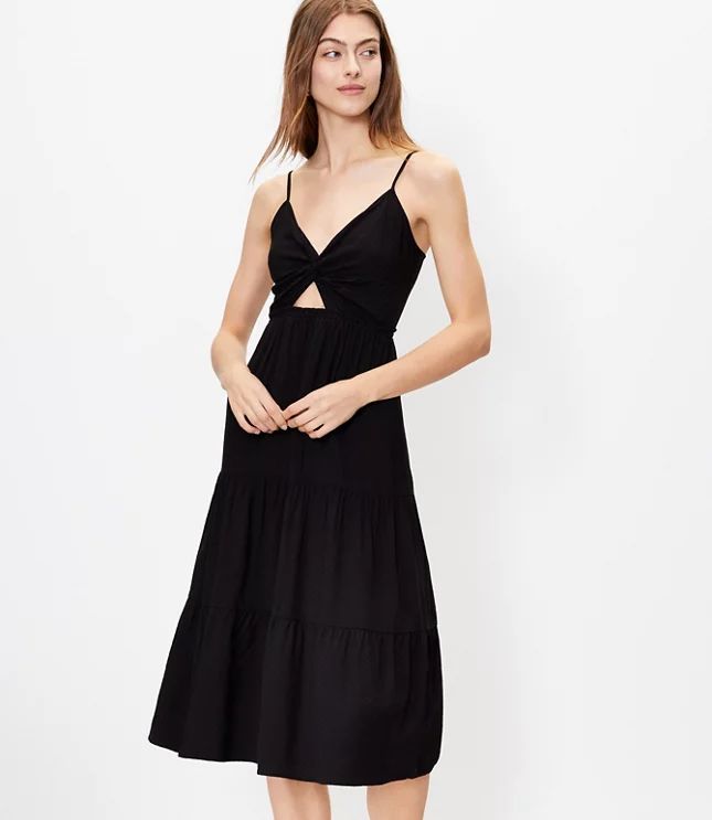 Twist Tiered Midi Dress | LOFT