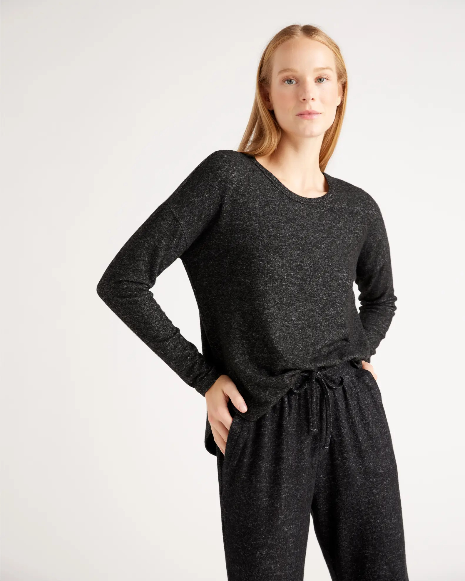 Brushed Long Sleeve Lounge Tee | Quince