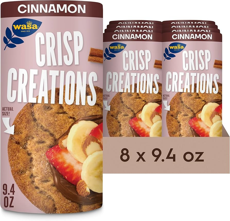 Wasa Cinnamon Crisp Creations, 9.4 oz. (Pack of 8), Large Round Toppable Crackers for Snacking an... | Amazon (US)
