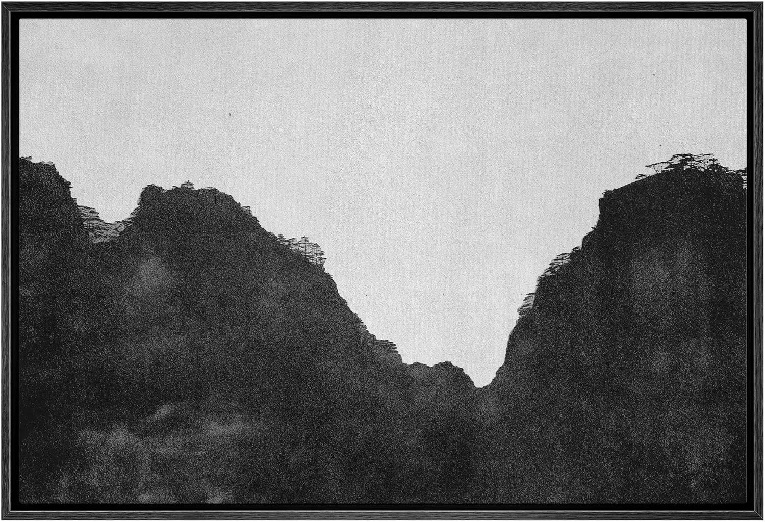 SIGNWIN Framed Canvas Print Wall Art Black Gray Watercolor Mountain Landscape Abstract Nature Ill... | Amazon (US)