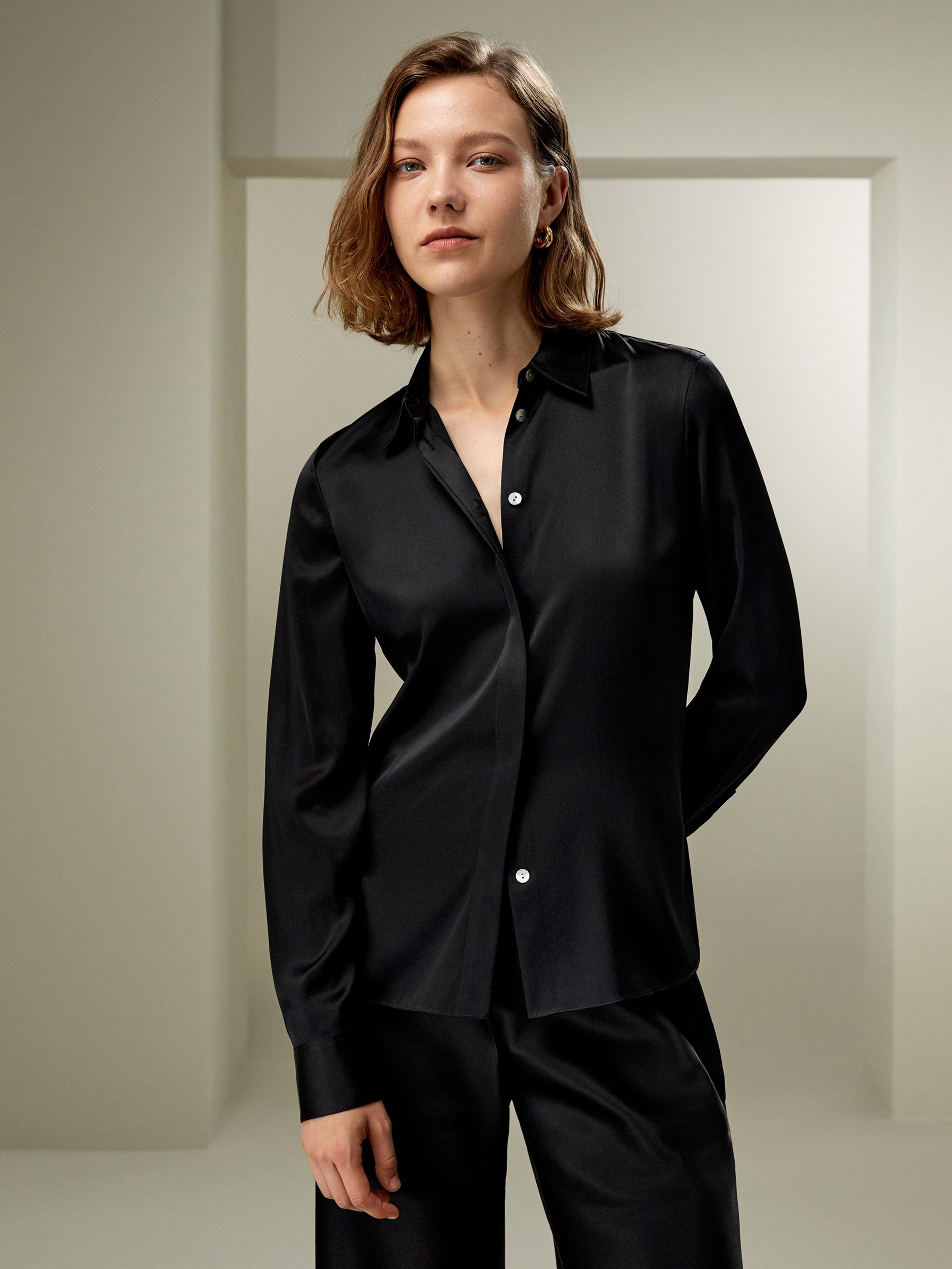 Elegant Silhouette Silk Shirt | LilySilk