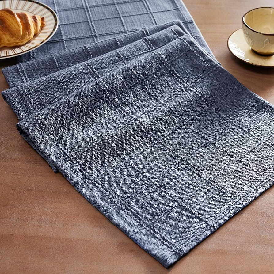 ZeeMart Linen Checked Table Runner, 13x72 Inches Blue, Textured Woven Farmhouse Table Runners 72 ... | Amazon (US)
