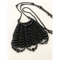 Beaded Amulet Bag Necklace All Black | Etsy (US)