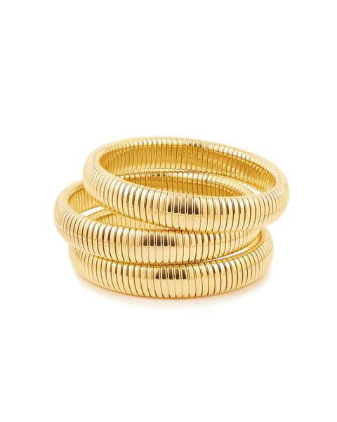 Flex Snake Chain Bracelet- Set of 3 (12mm wide)- Gold | Luv Aj