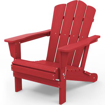 JEAREY Folding Adirondack Chair Stackable Light Red HDPE Frame Stationary Adirondack Chair with R... | Lowe's