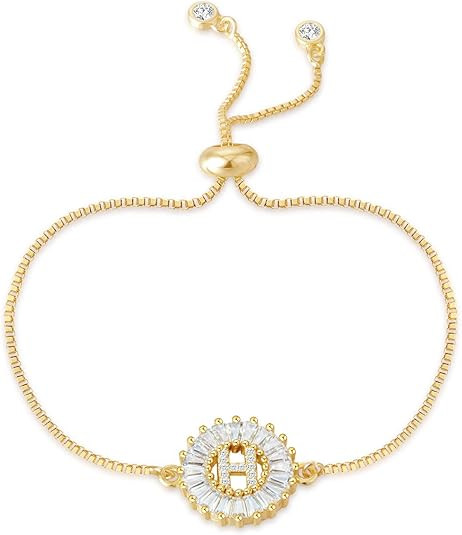 COTTVOTT Charms Initial Letter Bracelet Women A-Z Alphabet Adjustable Chain Bracelets 4 Colors | Amazon (US)