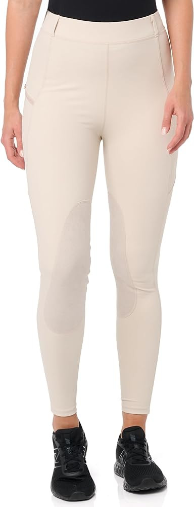 SANTINY Women's Horse Riding Pants with Zipper Pockets Knee-Patch Schooling Tights Equestrian Bre... | Amazon (US)