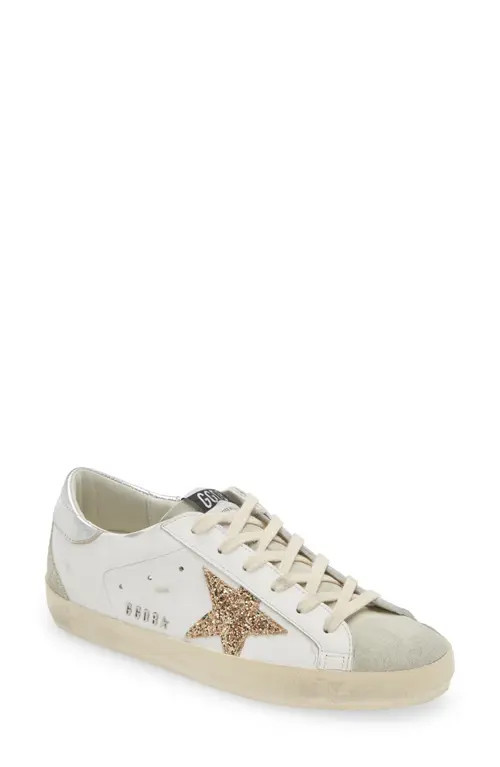 Golden Goose Super-Star Perm-Noos Low Top Sneaker in White/Gold/Silver at Nordstrom, Size 11Us | Nordstrom