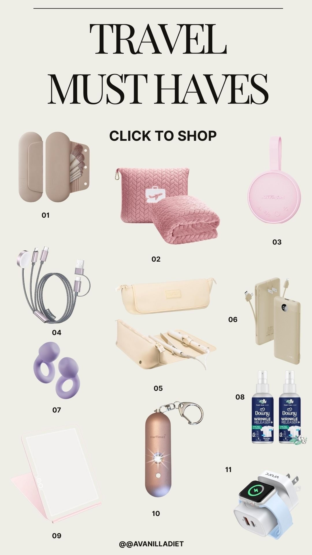 Travel Day must haves 🌍🧳💖 

#travellight #travelessentials #carryonready #travelmusthaves #ltktravel #vacationready #travelinspo #amazonfinds #weekendgetaway

#LTKBeauty #LTKFindsUnder50 #LTKTravel