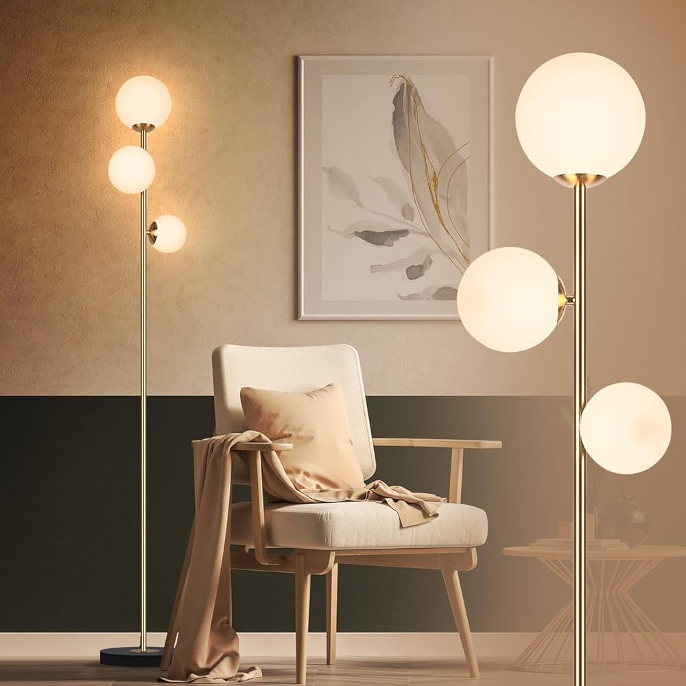 3 Globe Vintage Floor Lamp - 3 Color Options Moderm Floor Lamps for Living Room, Mid Century Stan... | Amazon (US)