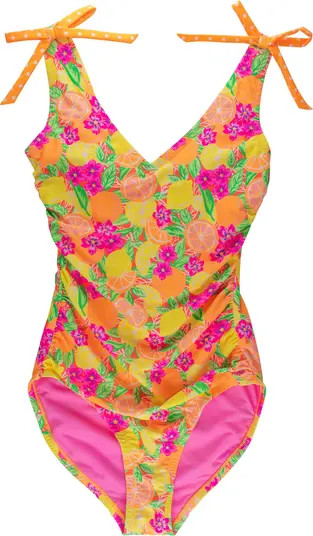 UPF50+ Women's Bow V-Neck One Piece Swimsuit | Nordstrom