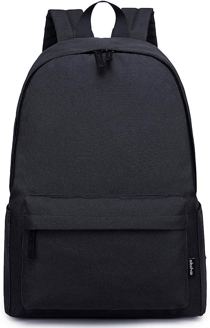 abshoo Lightweight Casual Unisex Backpack for School Solid Color Boobags (Black) | Amazon (US)