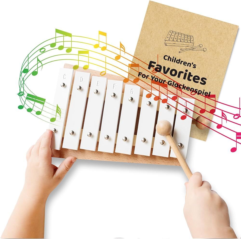Xylophone for Toddlers 3-5 - Wooden Montessori Glockenspiel with Mallet Holders and Songbook - Tu... | Amazon (US)