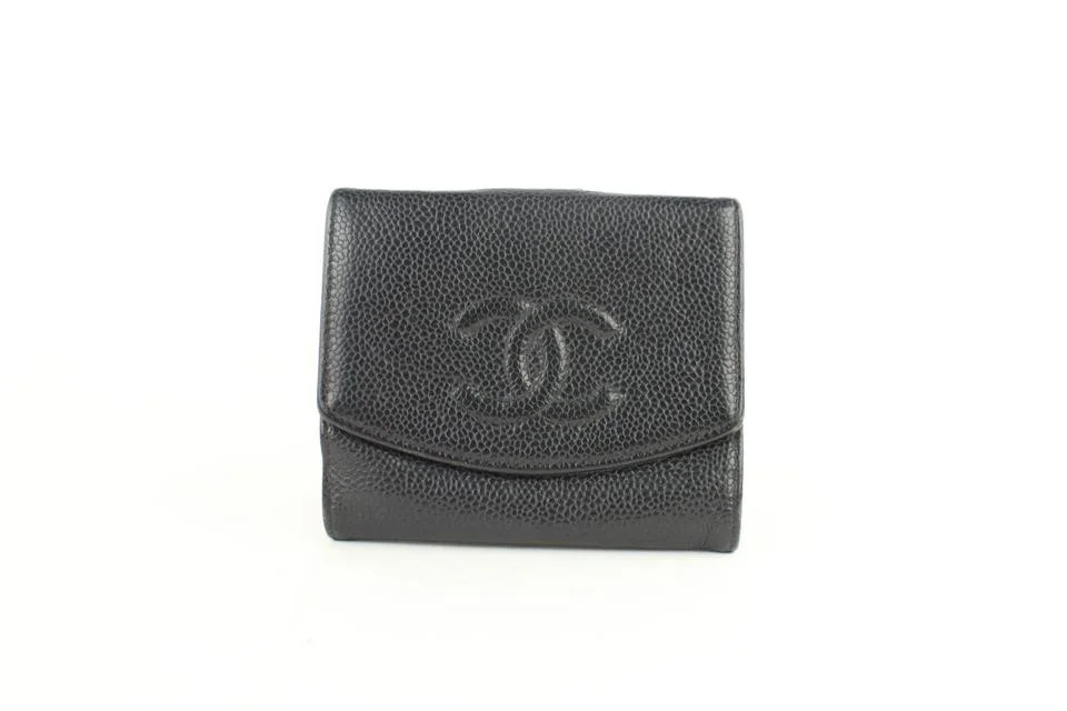 Chanel Small Logo CC Caviar Coin Purse Square Compact Wallet 860005 - Walmart.com | Walmart (US)