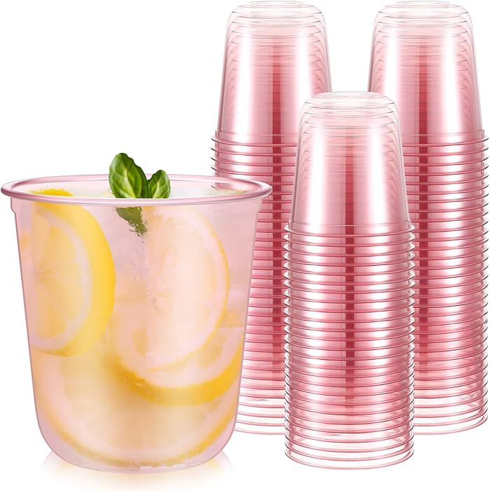 Ziliny 50 Pcs 50 Pcs Disposable Stemless Glasses 12oz Crystal Plastic Wine Glasses Clear Classic ... | Amazon (US)