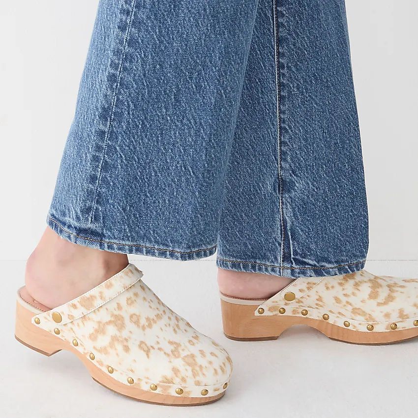 Calf hair convertible-strap leather clogs | J.Crew US