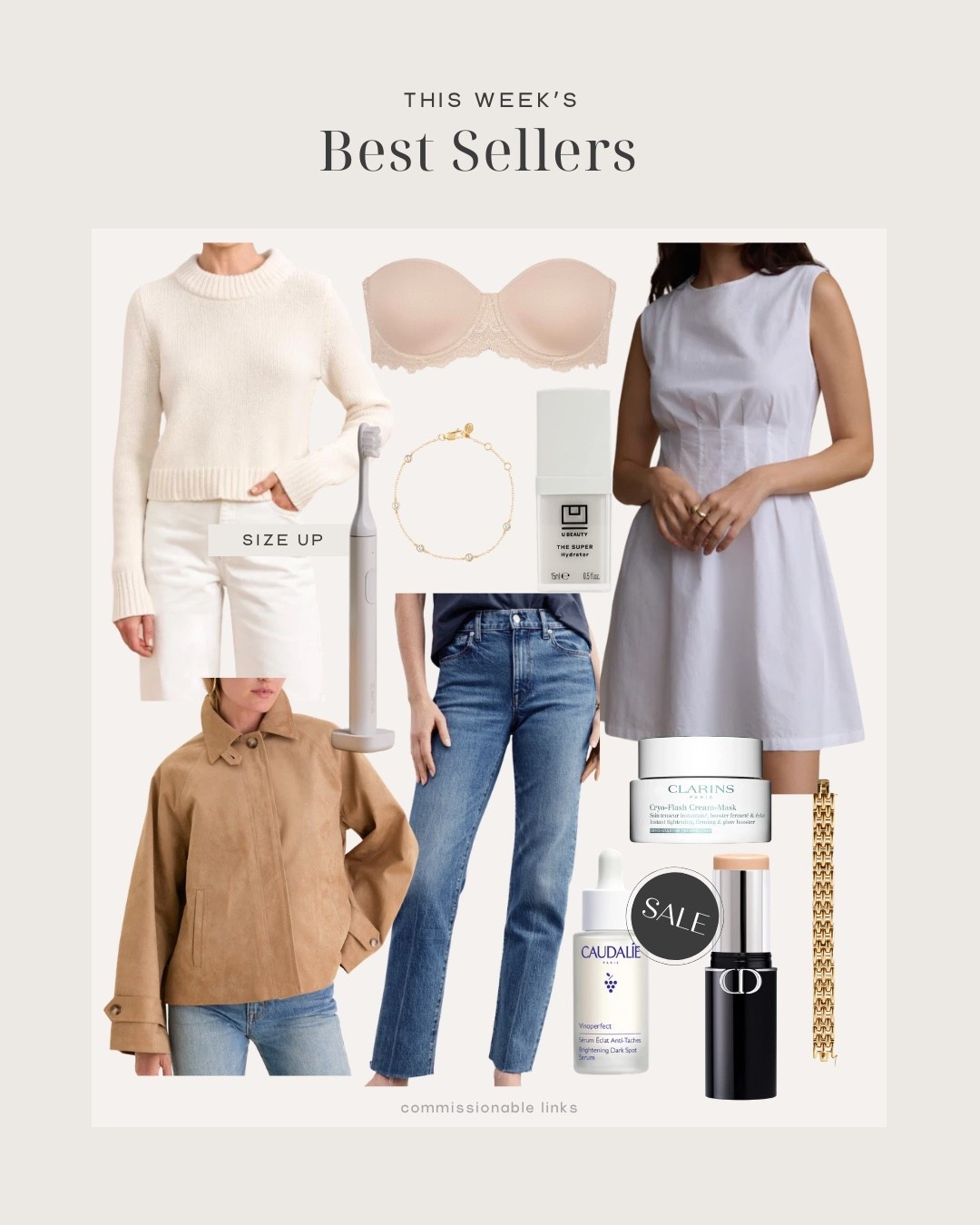 This week’s bestsellers!
Mini dress from Jenni Kayne
Suede cropped trench coat
Cryo face mask for depuffing
Gold link bracelet
Brightening serum at Sephora sale
Foundation stick 
Cropped sweater
Best strapless bra
Hydrating serum
Ankle crop jeans 

#LTKSeasonal