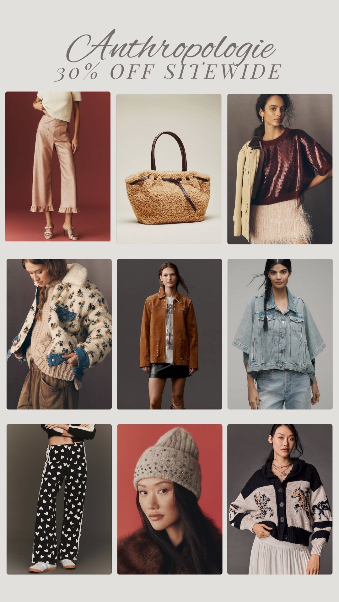 30% off Anthropologie!

Horse cardigan, winter fashion,
Suede jacket, Sherpa jacket 

#LTKSaleAlert #LTKSeasonal #LTKootd