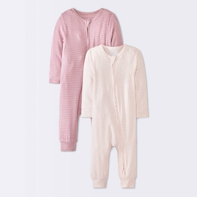 Baby Girls' 2pk So very soft Stripe Modal Romper - Cloud Island™ Pink Newborn | Target