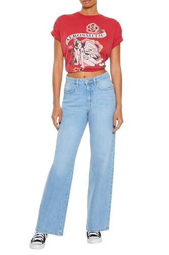 Forever 21 Women's 90s-Fit High-Rise Straight Jeans, Medium Denim | Amazon (US)