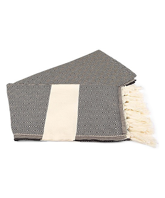 Clotho Beach Towels Black - Black Diamond Bordure Turkish Towel | Zulily