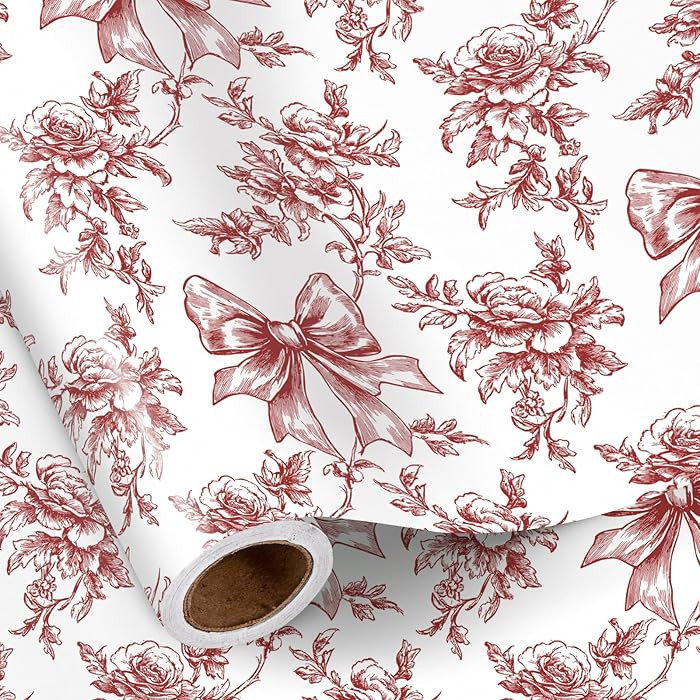 RUSPEPA Vintage Floral Bow Wrapping Paper Roll, Mini Roll, Elegant Roses and Bows Design, Classic... | Amazon (US)