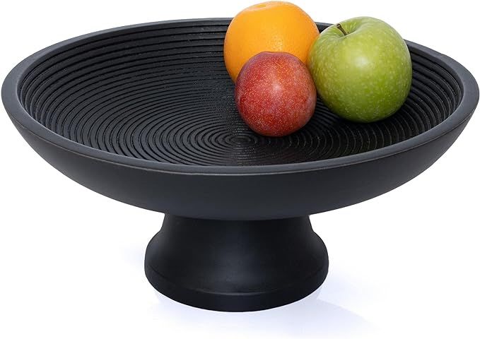 Amazon.com: Folkulture Wood Fruit Bowl or Decorative Pedestal Bowl for Table Décor, Wooden Fruit... | Amazon (US)
