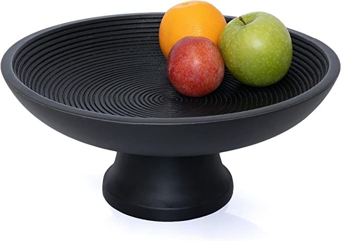 Amazon.com: Folkulture Wood Fruit Bowl or Decorative Pedestal Bowl for Table Décor, Wooden Fruit... | Amazon (US)
